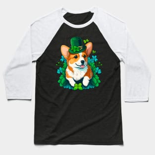 Funny Corgi Lover Shamrock Happy St Patricks Day Baseball T-Shirt